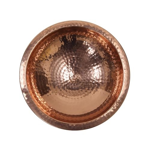 Hammered Copper Birdbath w/Rim- Rail Mount Bracket