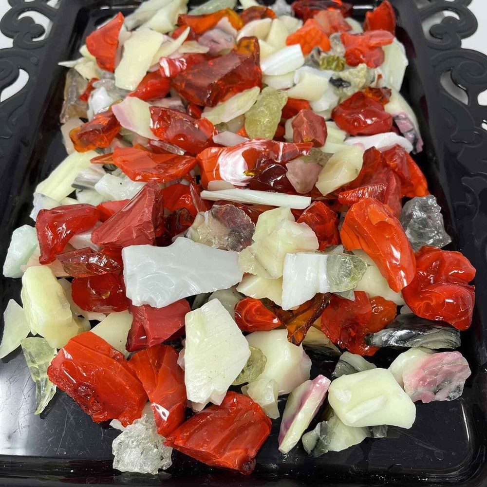 Ruby and Glowing Slag Glass Cullet Assortment approx 5 oz total