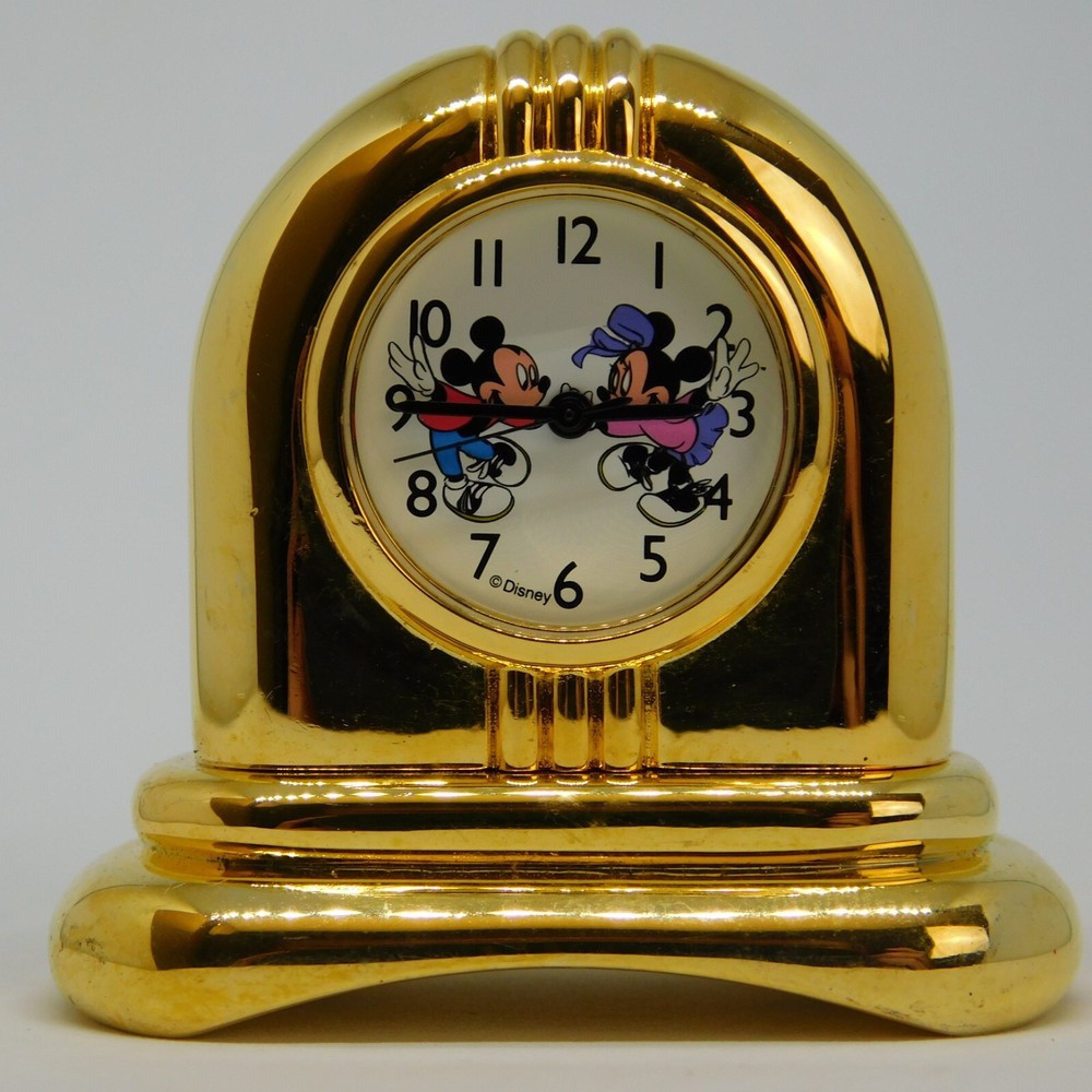 Disney Gold Tone Quartz Analog Table Clock New Battery