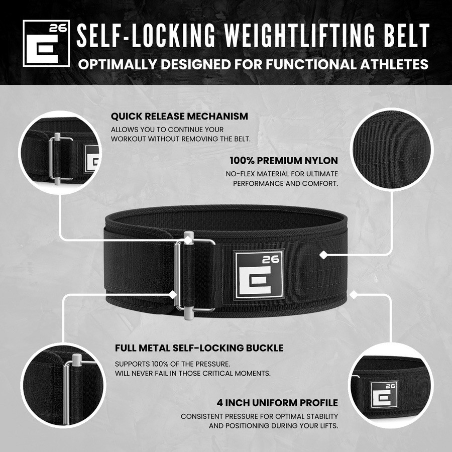 Element 26 Self-Locking Weight Lifting Belt XL Black