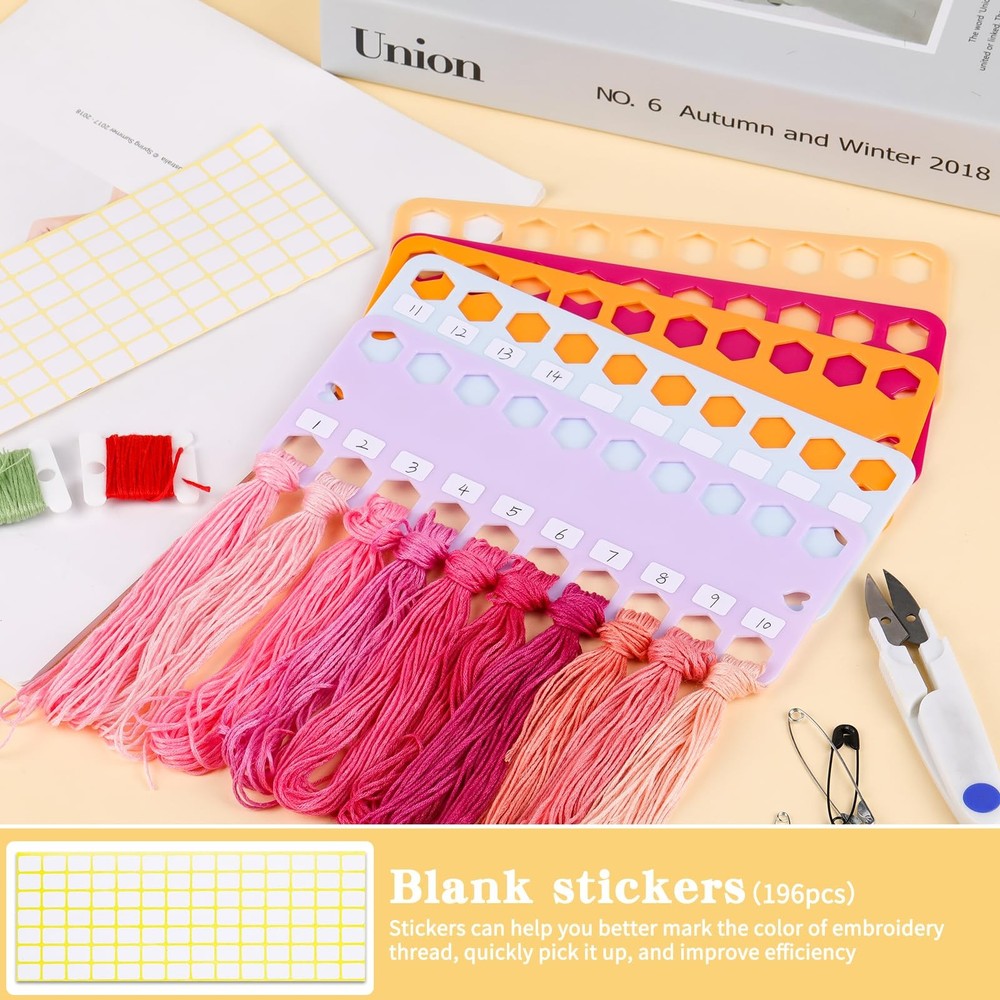 Embroidery Floss Organizer, 5 Color Plastic Floss Bobbin