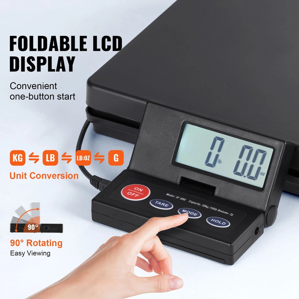 110lb Digital Shipping Scale Postal Package LCD Foldable Display AC/DC