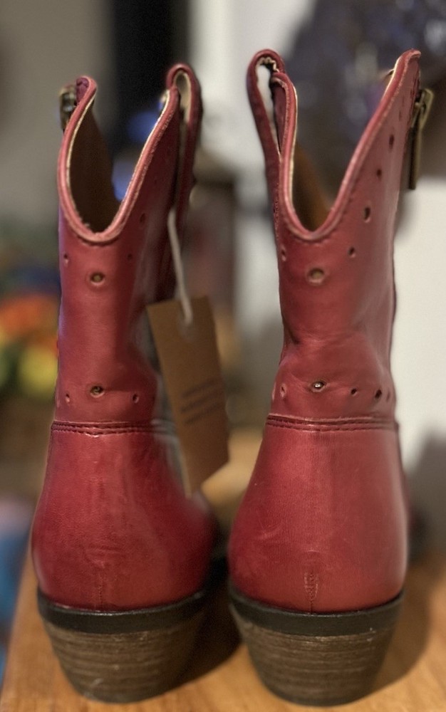 LUCKY BRAND Red Leather Ankle Boot Size 7