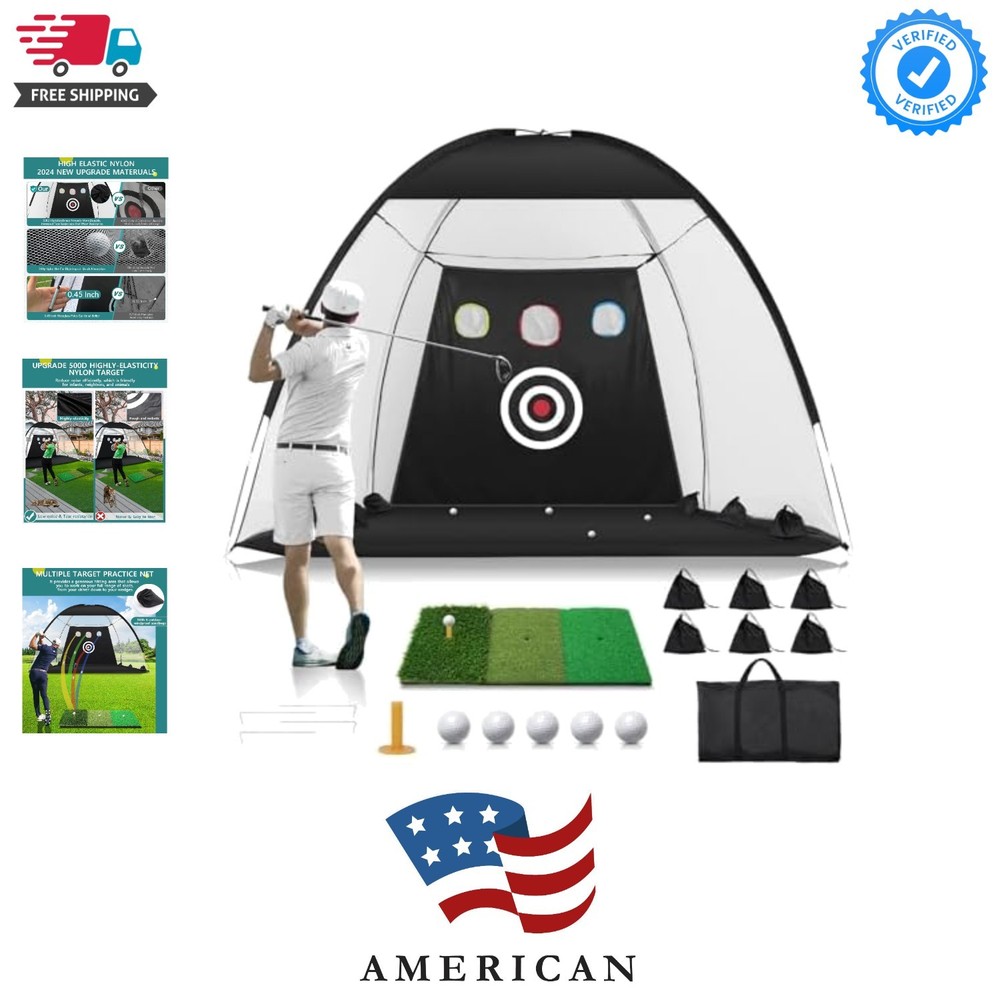 Golf Net: 10x7FT Golf Practice Net for Backyard Driving, Hitting Net with Tri...