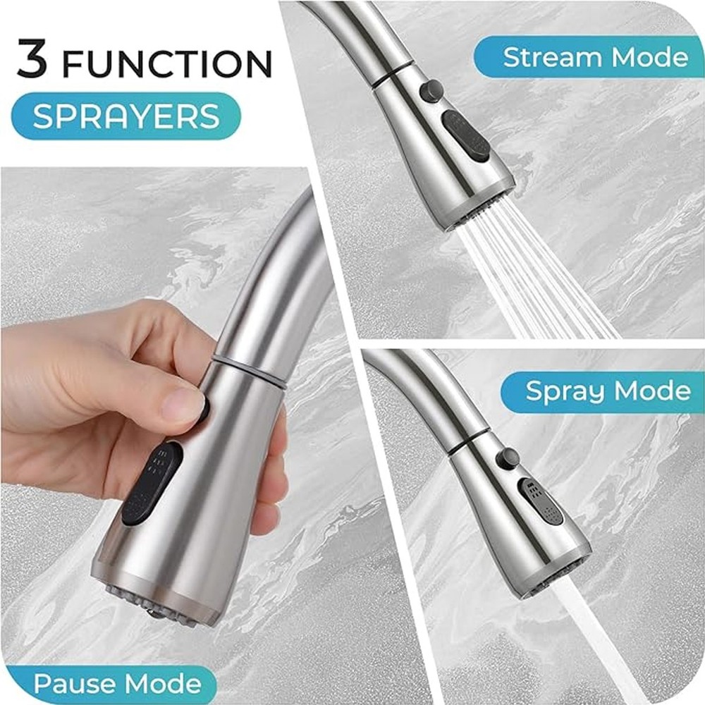 Kitchen Faucet Pull Down Sprayer Mixer Single Handle Stainless Steel