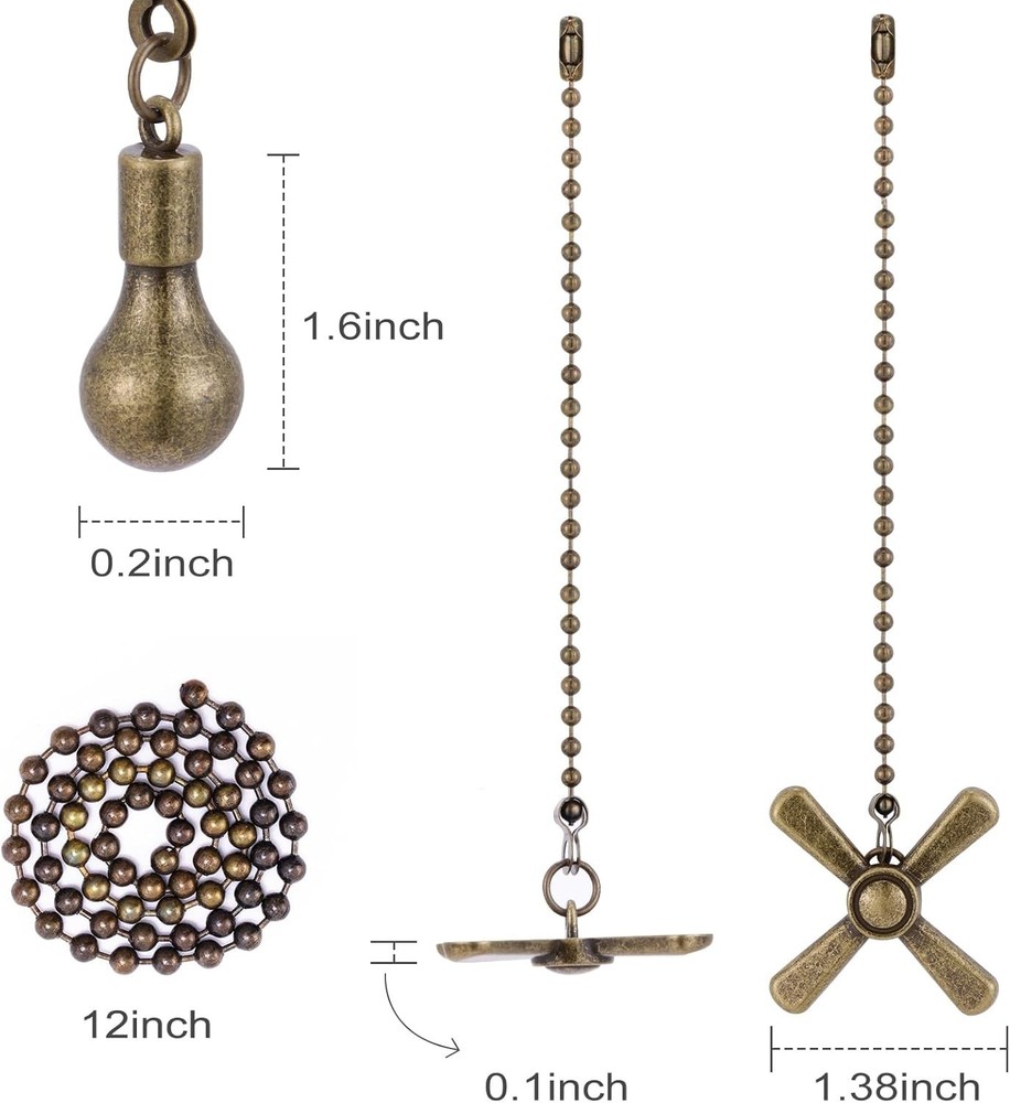Kelduemi Ceiling Fan Pull Chain Ornaments, 13.6 Inches Fan Pulls Extension