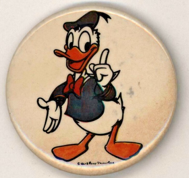 1980's Disney Donald Duck  2 1/4"  Pinback Button
