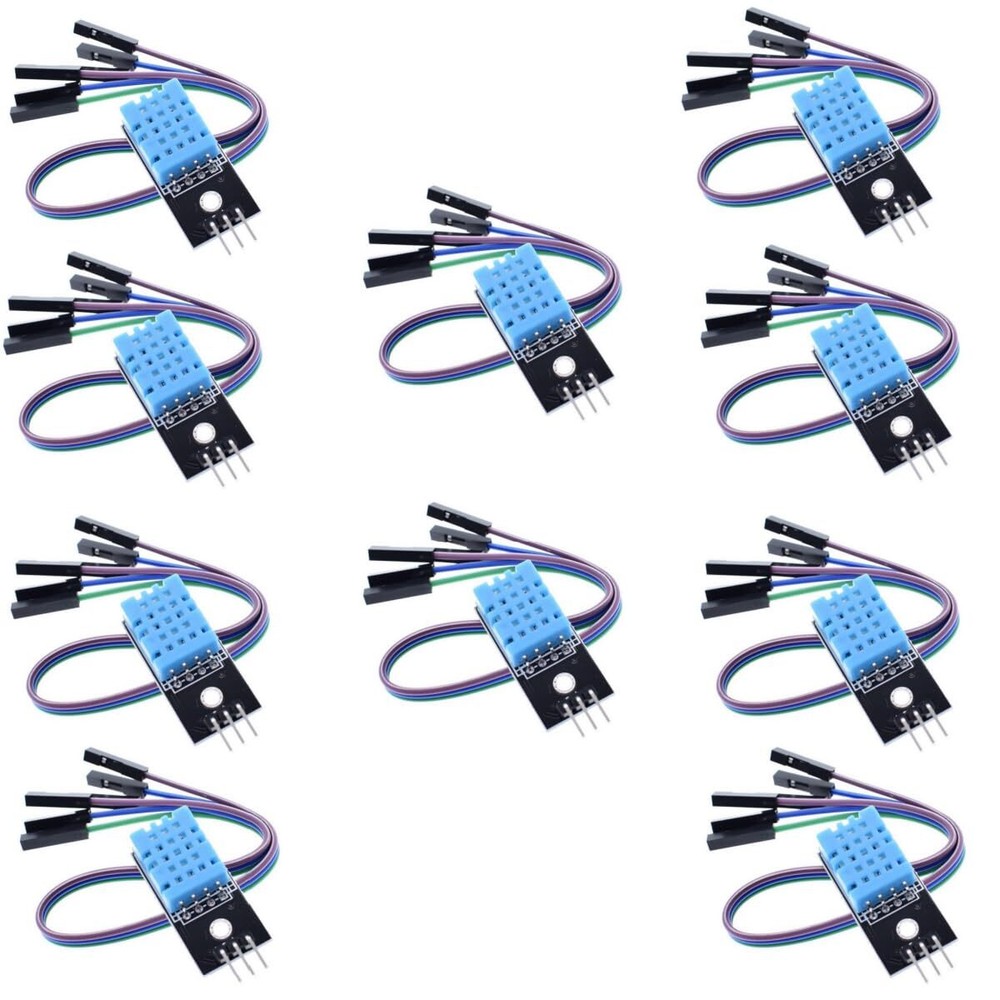 10 Pcs DHT11 Temperature Humidity Sensor Module with Wires for Arduino Pi