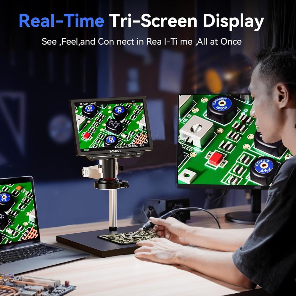 TOMLOV TM4K Max 4K Digital Microscope 2000x 10.1" Electronics Repair Microscope