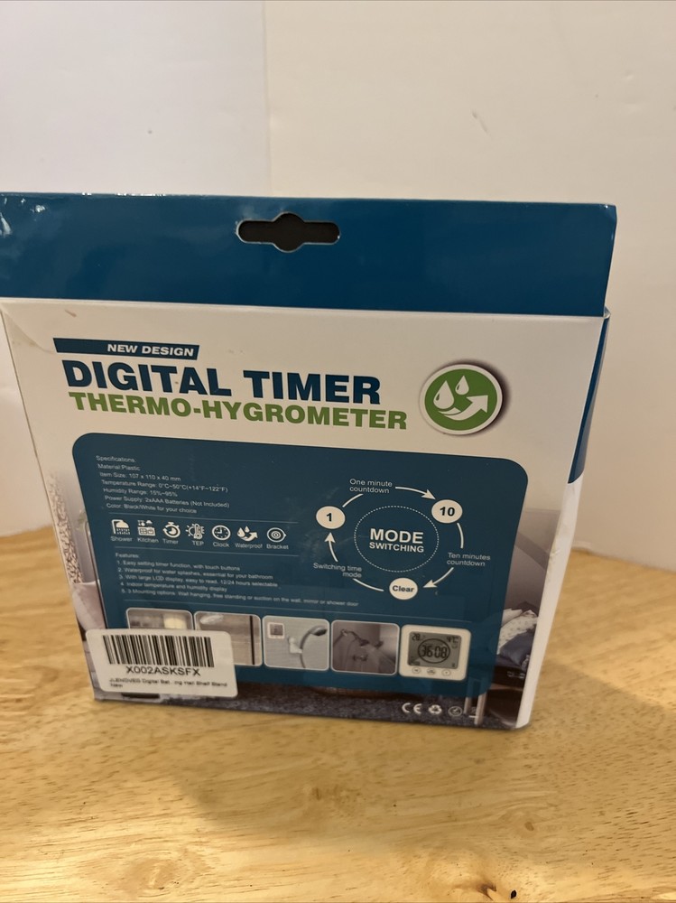 New Design Indoor Digital Timer Thermo Hygrometer New Open Box