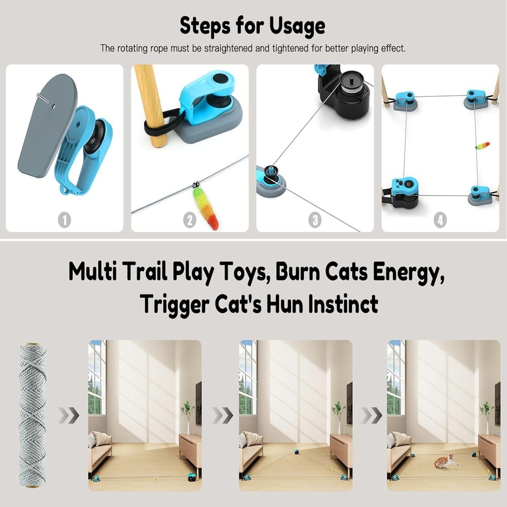 Interactive Cat Toy Sky Blue Exercise Fun DIY Chase Play for Bored Cats