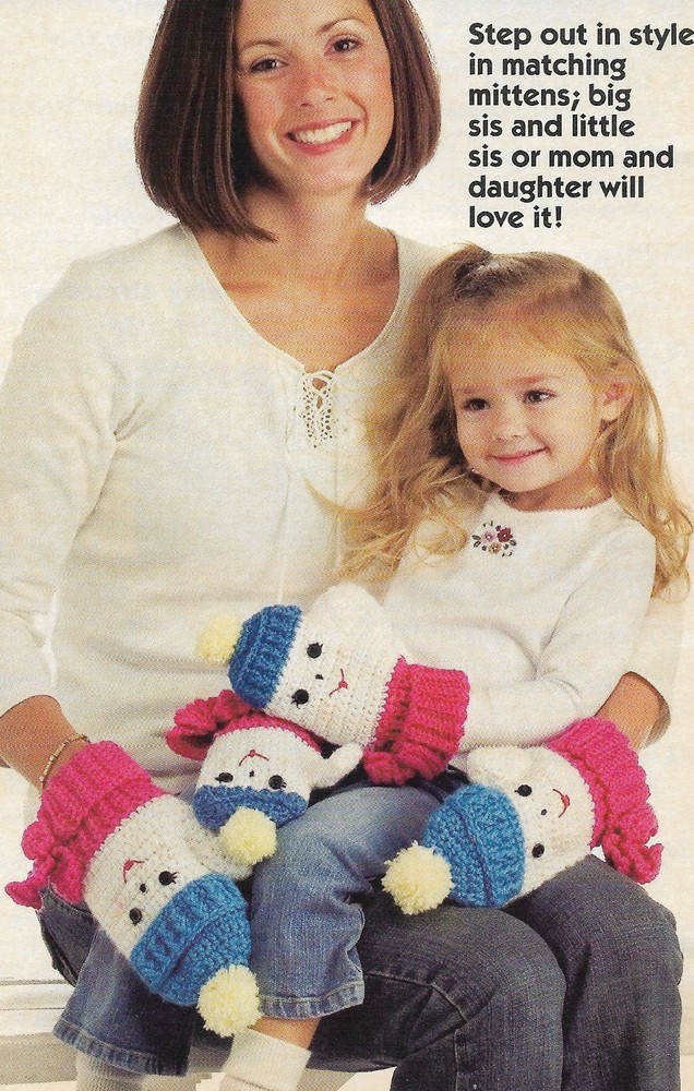 Mother & Daughter Mittens crochet pattern instructions