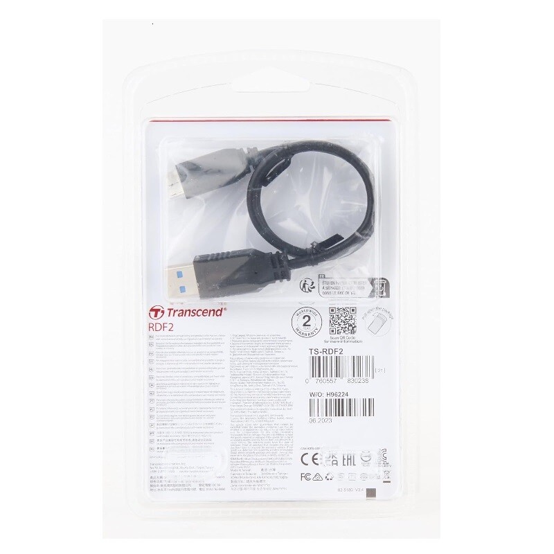 Transcend RDF2 CFast 2.0 Card Reader USB 3.1 Gen 1 5Gbps microUSB to USB Type A