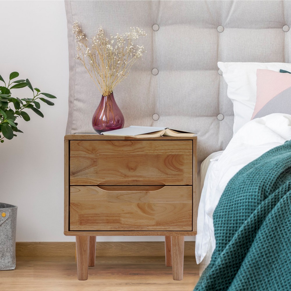 Nightstand 2-Drawer Wooden Sofa End Table Bedside Storage Organizer Bedroom