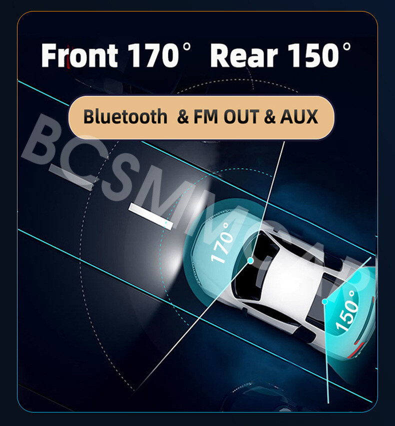 Touch Screen Dash Cam Car DVR Front Rear Cam Night Vision G-sensor Mirror Link