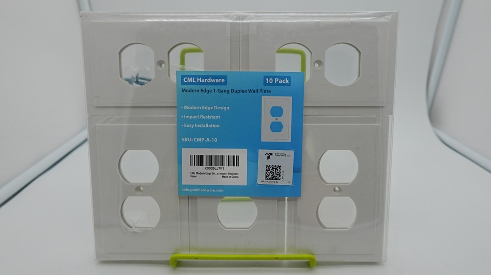10-Pack CML Modern Edge Framed Single Duplex Impact Resistant Switch Wall Plate