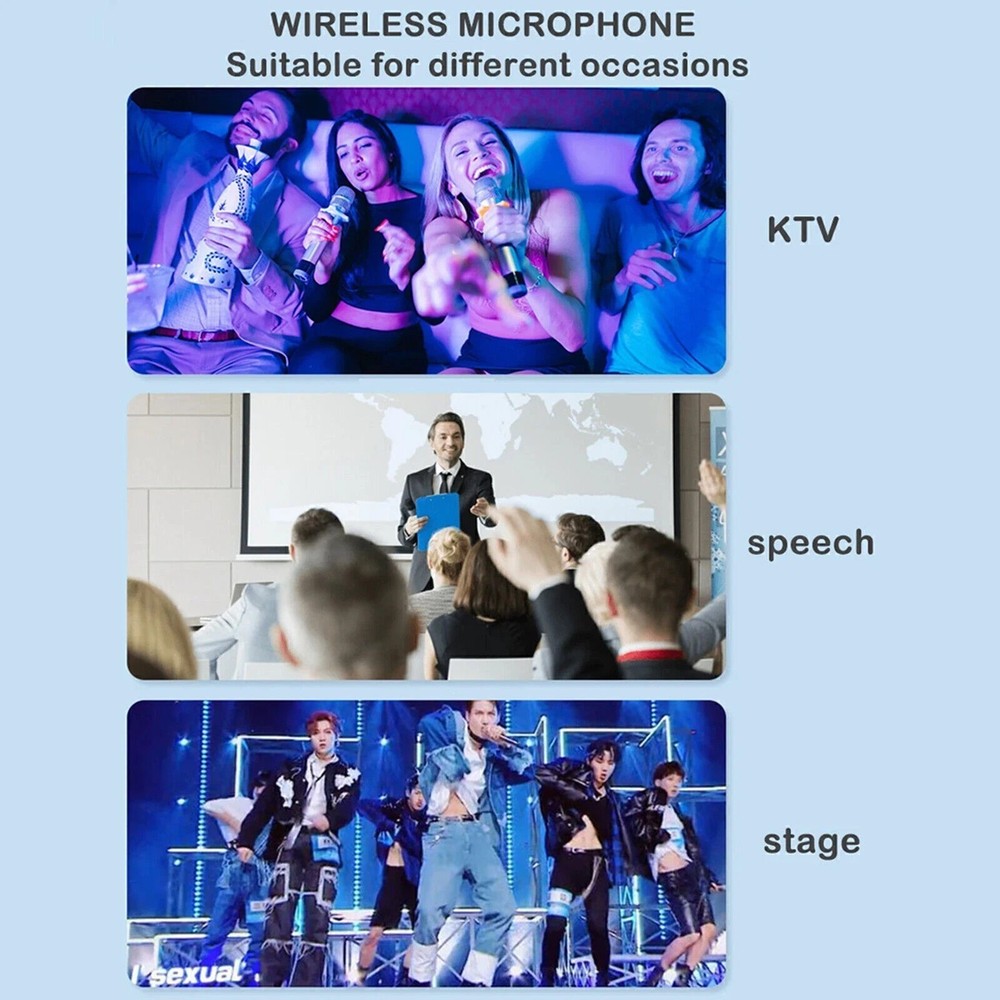 2PCS Wireless VHF Professional Microphone Handheld Mic System Karaoke w/Receiver