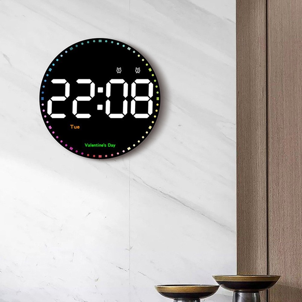 Large 10 Inch Digital Wall Clock with Remote Control and Brightness Adjustment