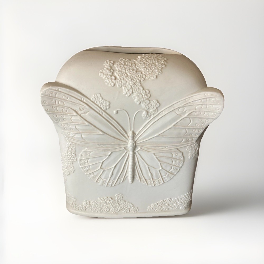 Ceramic Bisque Embossed Butterfly & Floral Tissue Box Cover First Coast Designs
