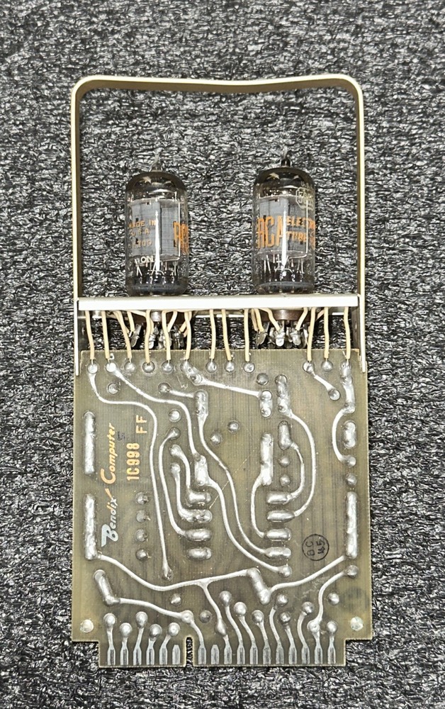 Bendix G-15 Computer "FF" Flip Flop Gold Handle Board with Two 5965 Tubes