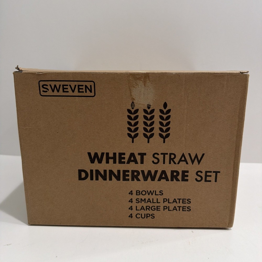 Wheat Straw Dinnerware Set 16pcs Unbreakable Dishwasher Microwave Safe Black