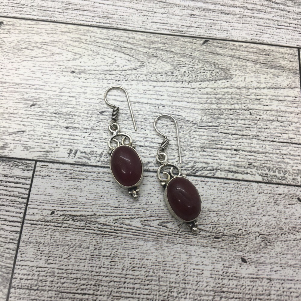 Ruby Gemstone 925 Silver Plated Handmade Earring 6 GM New Free Ship 3388