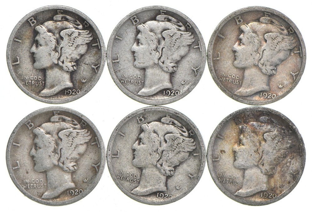 VG+ 1920-D Mercury 90% Silver Dime