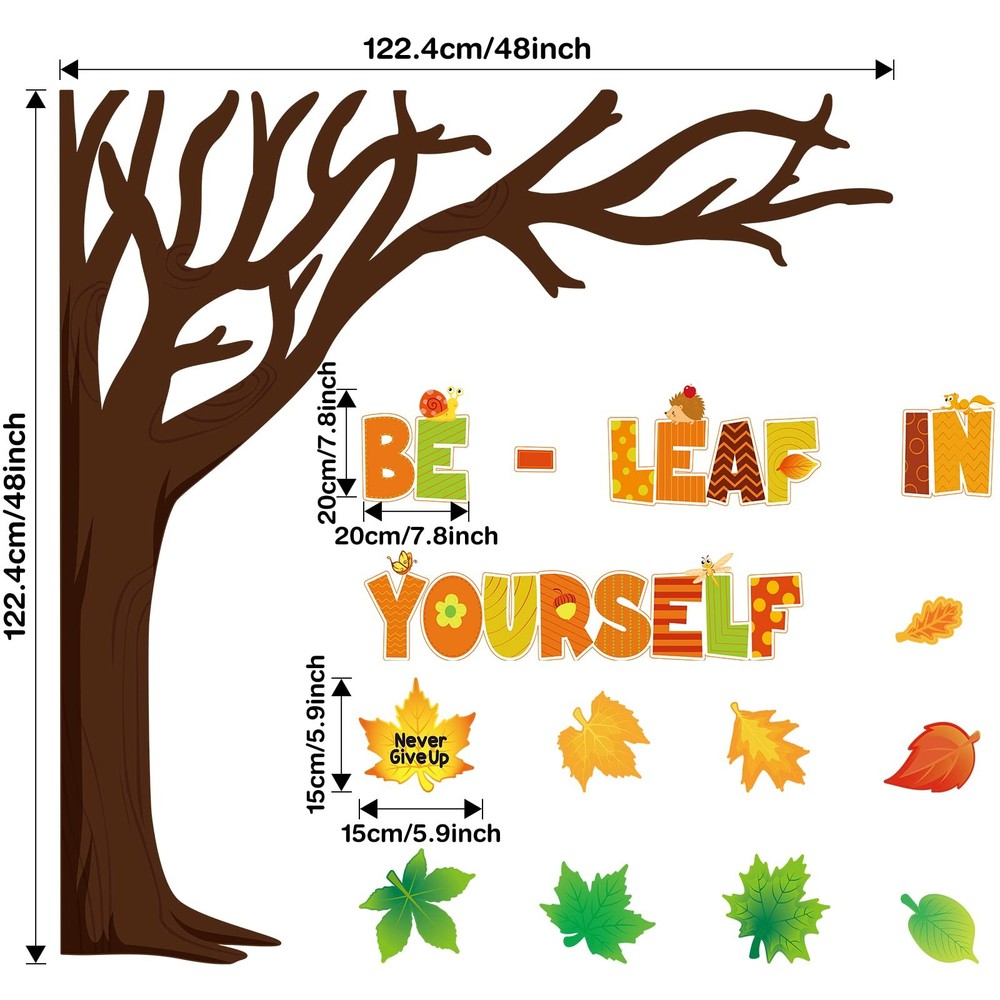 Fall Bulletin Board Decorations Classroom Fall Tree Maple Leaves Pumpkin Bull...