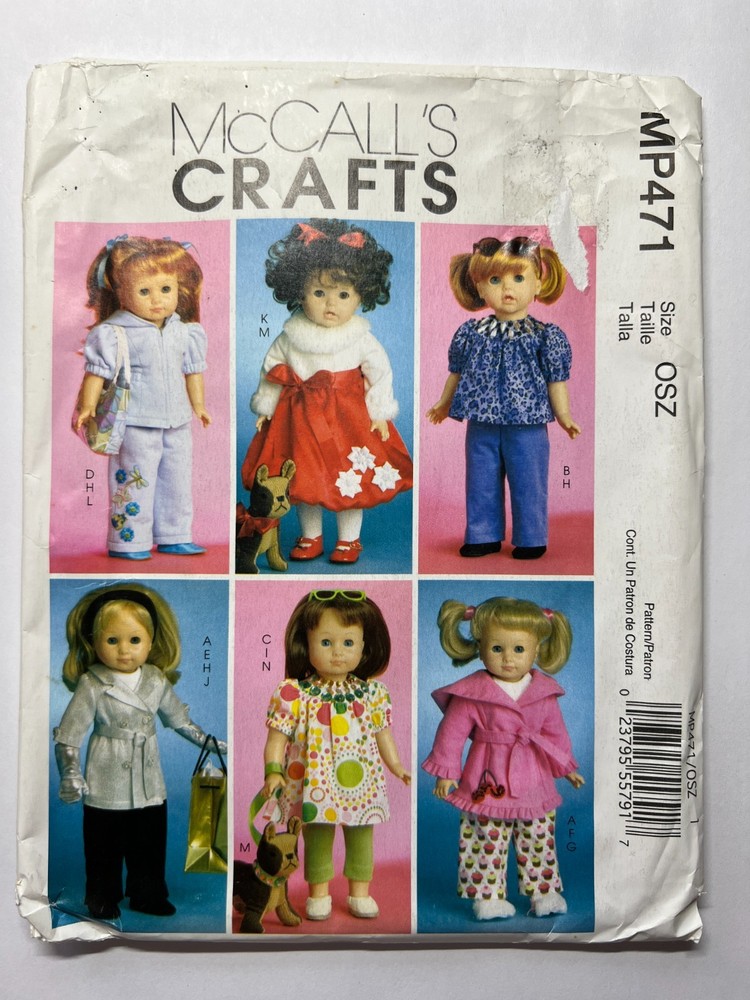 McCall's Sewing Pattern MP471 18" Doll Clothes FF UNCUT
