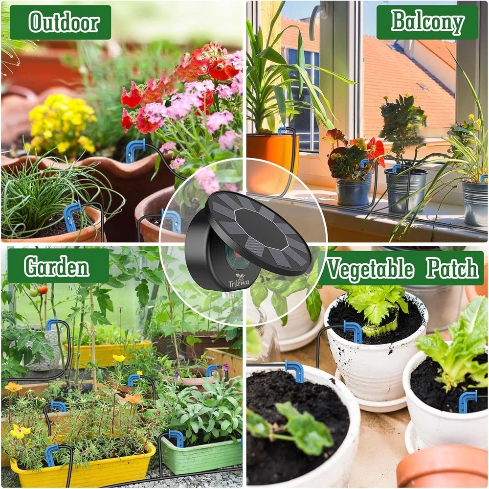 Solar Drip Irrigation System Kit,DIY Irrigation System for Garden Yard Automatic