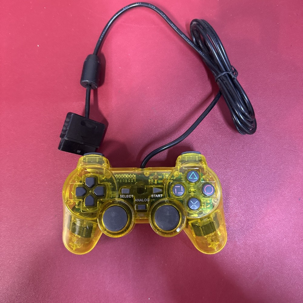 Wired Replacement Controller Transparent Yellow For PlayStation 2 PS2 PlayStatio