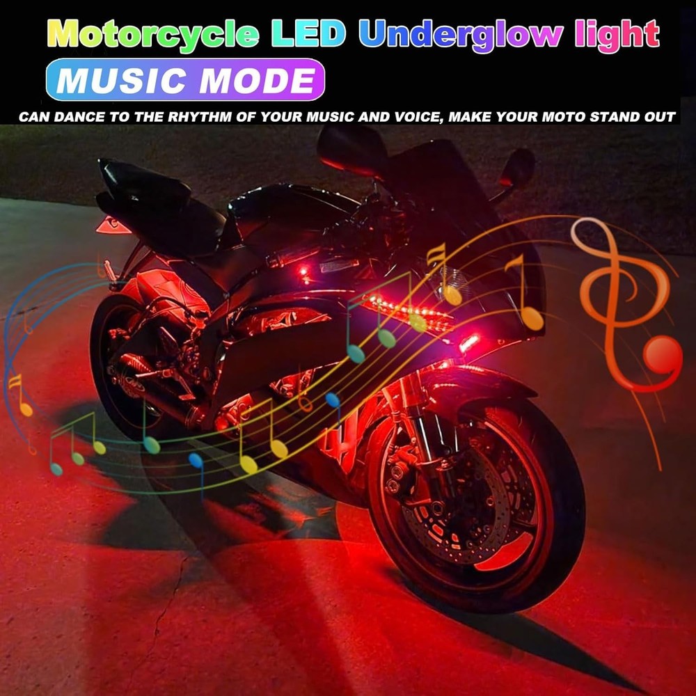 10/12Pcs Motorcycle Led Underglow Kit with APP & 2 RF Remote Control,Motorcycle
