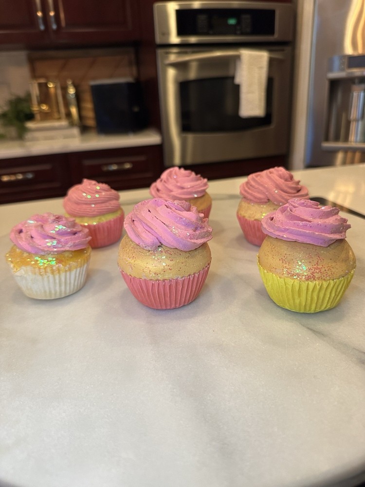 Long 6 Pink Artificial Desserts Simulation Realistic Cupcakes