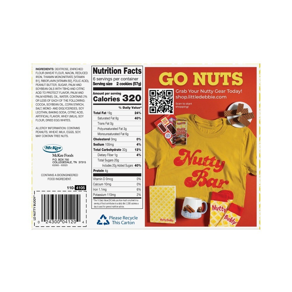 Snack Cakes Wafer Rolls Family Pack Nutty Buddy