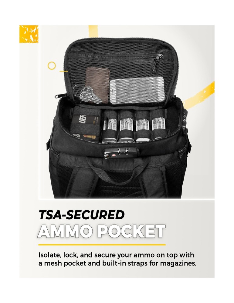 TradeSmart Range Backpack for Handguns, Ammo & Shooting Gear with 3 Lockable ...