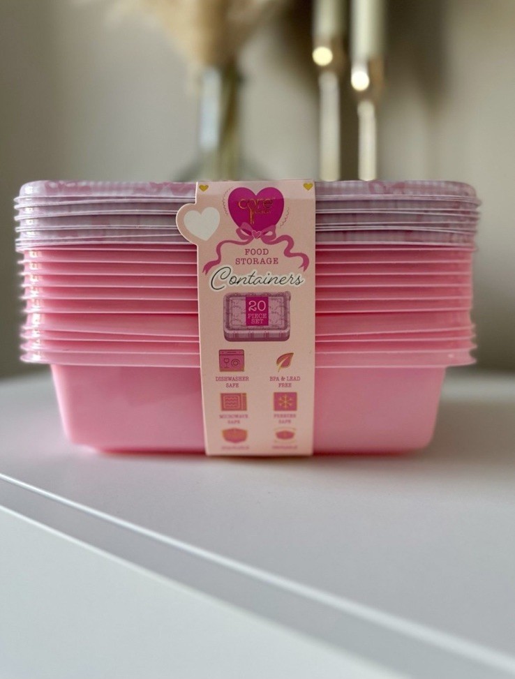 Reusable Pink Bow Food Storage Containers