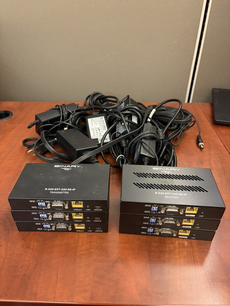 Binary B-520-EXT-330-RS-IP Transmitter and Receiver W/ Power Supply (3 sets)