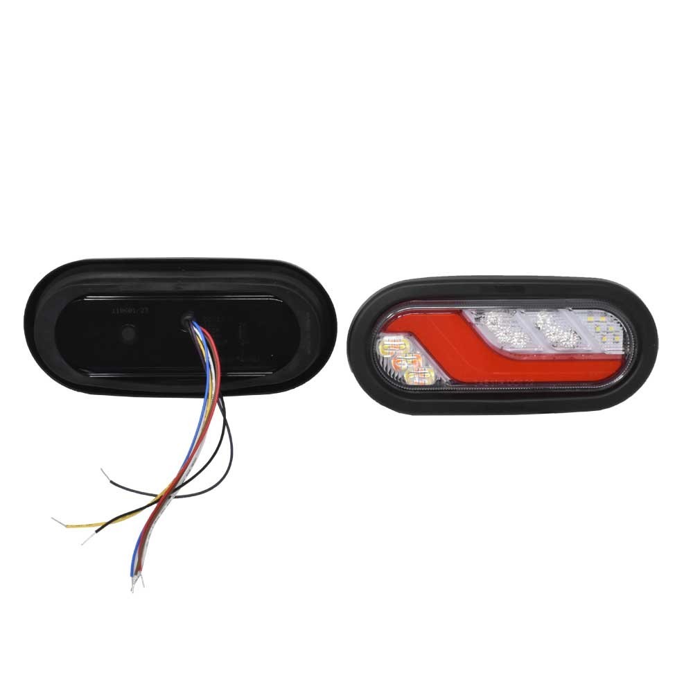 Pair of 6" Oval Stop, Tail, Turn Lights With Backup & Warning Light Functions