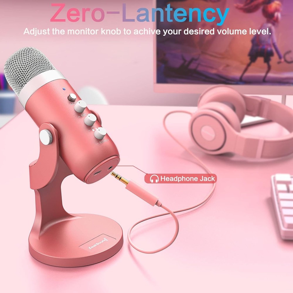ZealSound Gaming USB Microphone - Pink