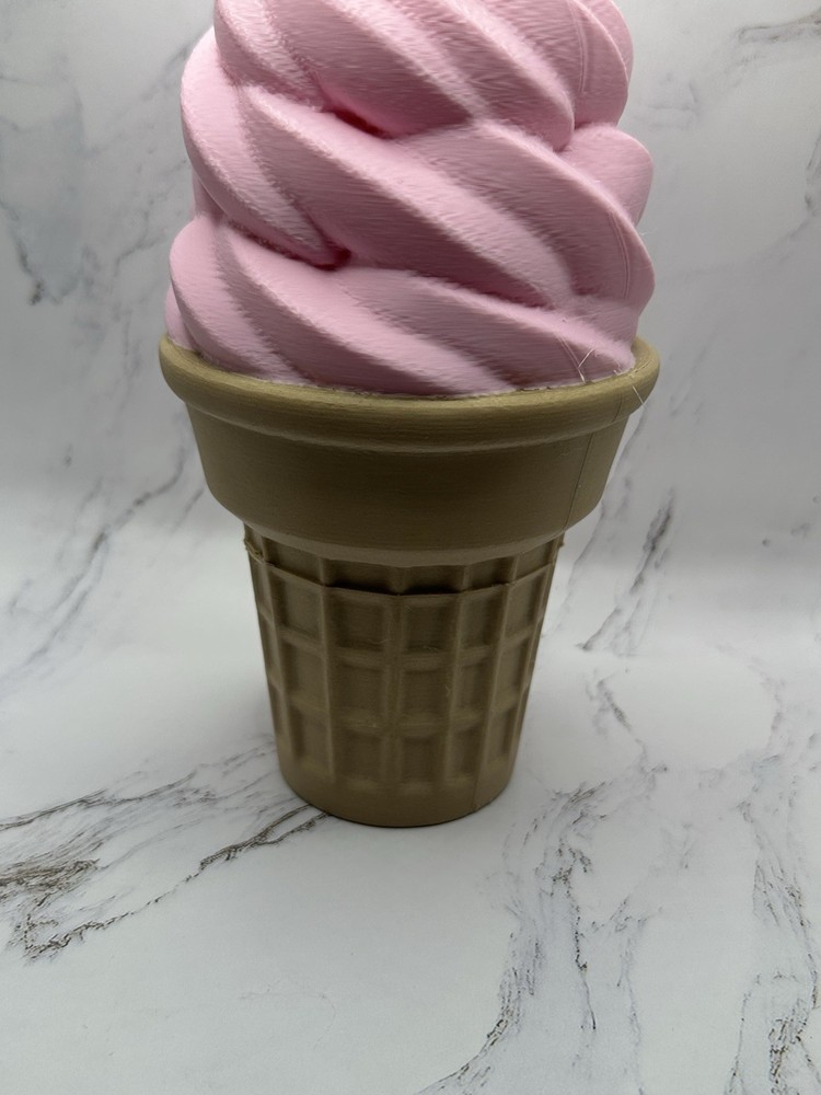 Oversized 10” Soft Serve Ice Cream Cone Display Prop - Strawberry
