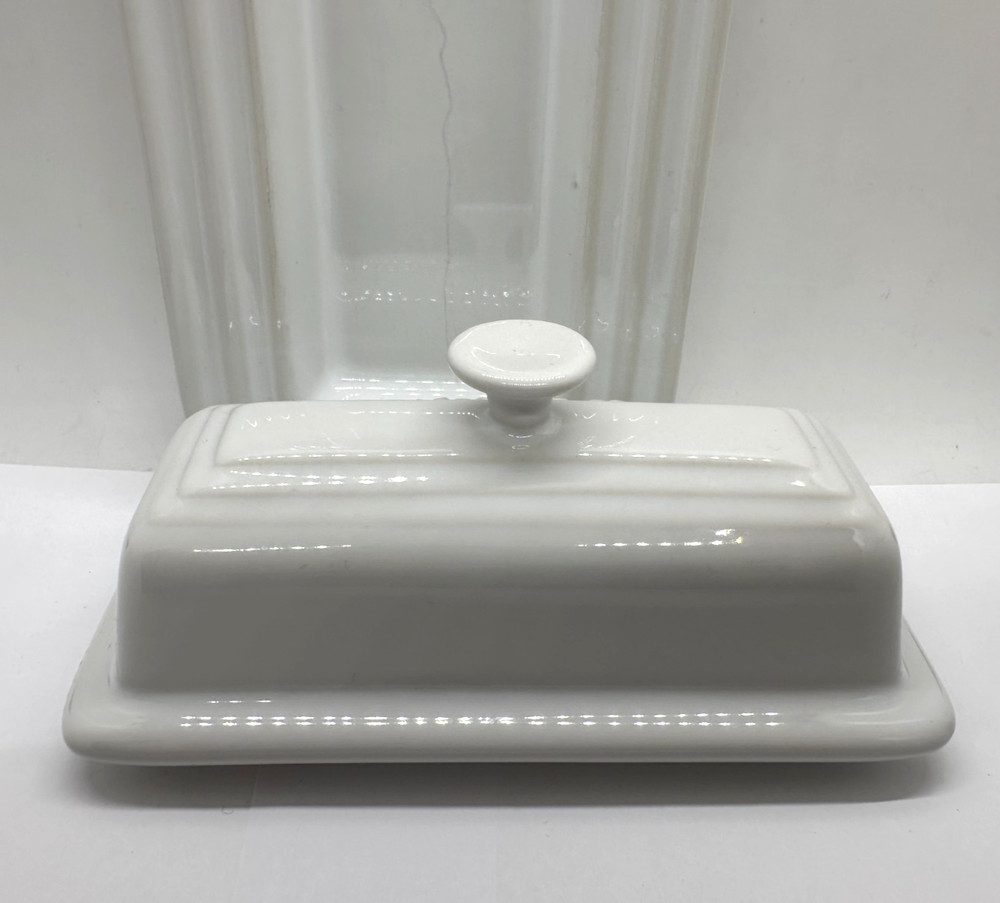 Le Creuset Butter Dish White Stoneware Rectangular Dish Retired (READ)