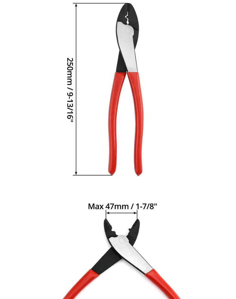QWORK Wire Crimping Tool, 10" Steel Cable Electrical Cutter Crimper Red