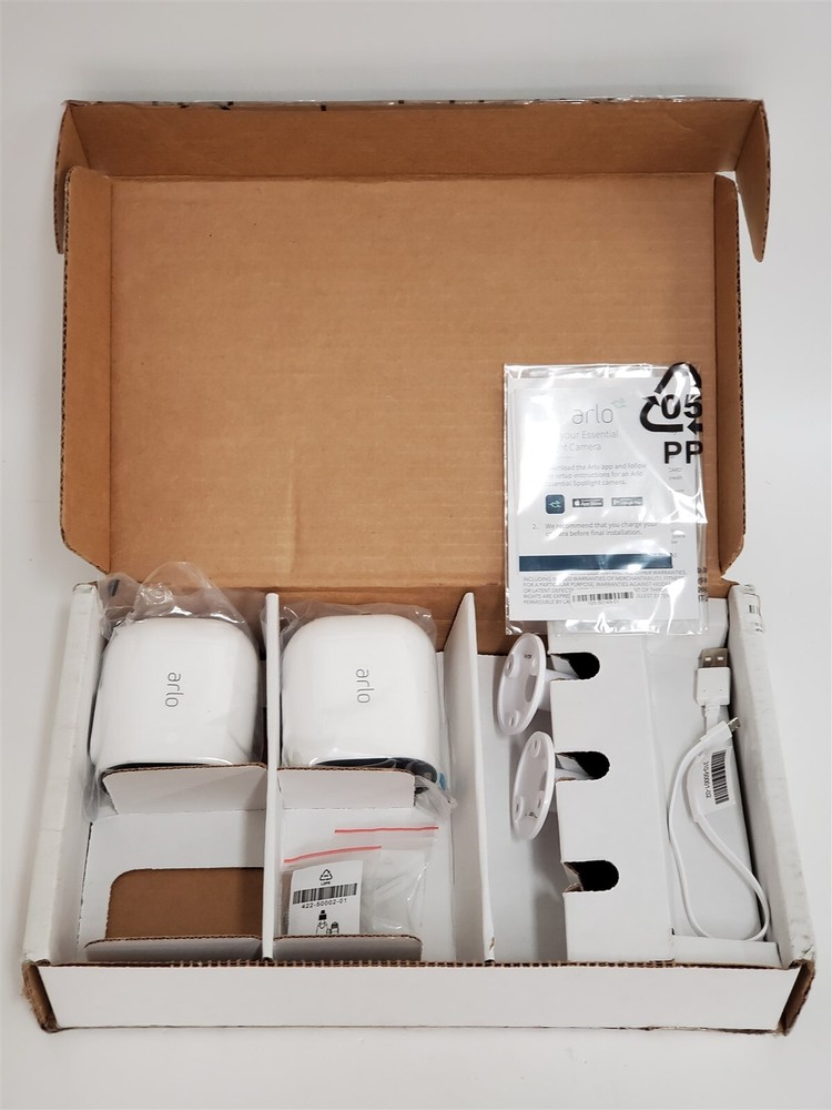 2 Pack Arlo VMC2230-100NAR Essential Spotlight Wireless Security Video Camera