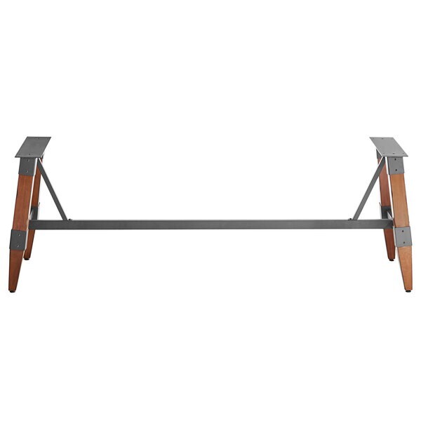 Industrial Style Standard Height Trestle Table Base with Steel Frame & Walnut