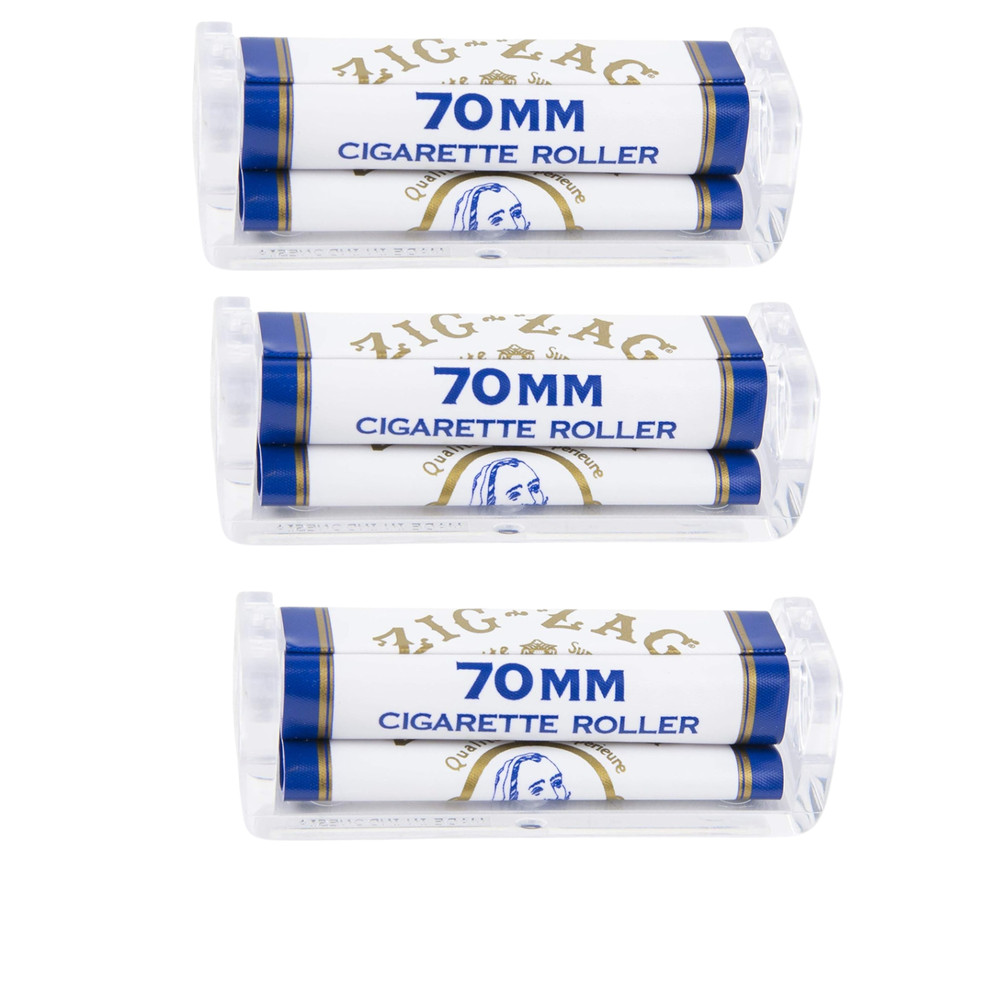 Zig-Zag Cigarette Roller 70mm | Classic Manual Rolling Machine 3 Pack