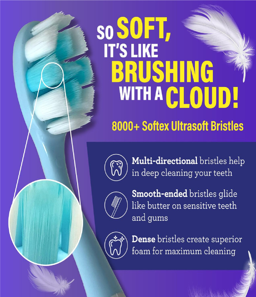 GuruNanda Butter On Gums Toothbrush, ADA Accepted, With 8000+ Ultra Soft Softex