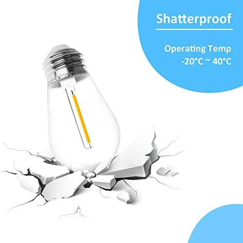 S14 5000K Daylight Outdoor String Lights Bulbs Replacement, Shatterproof &
