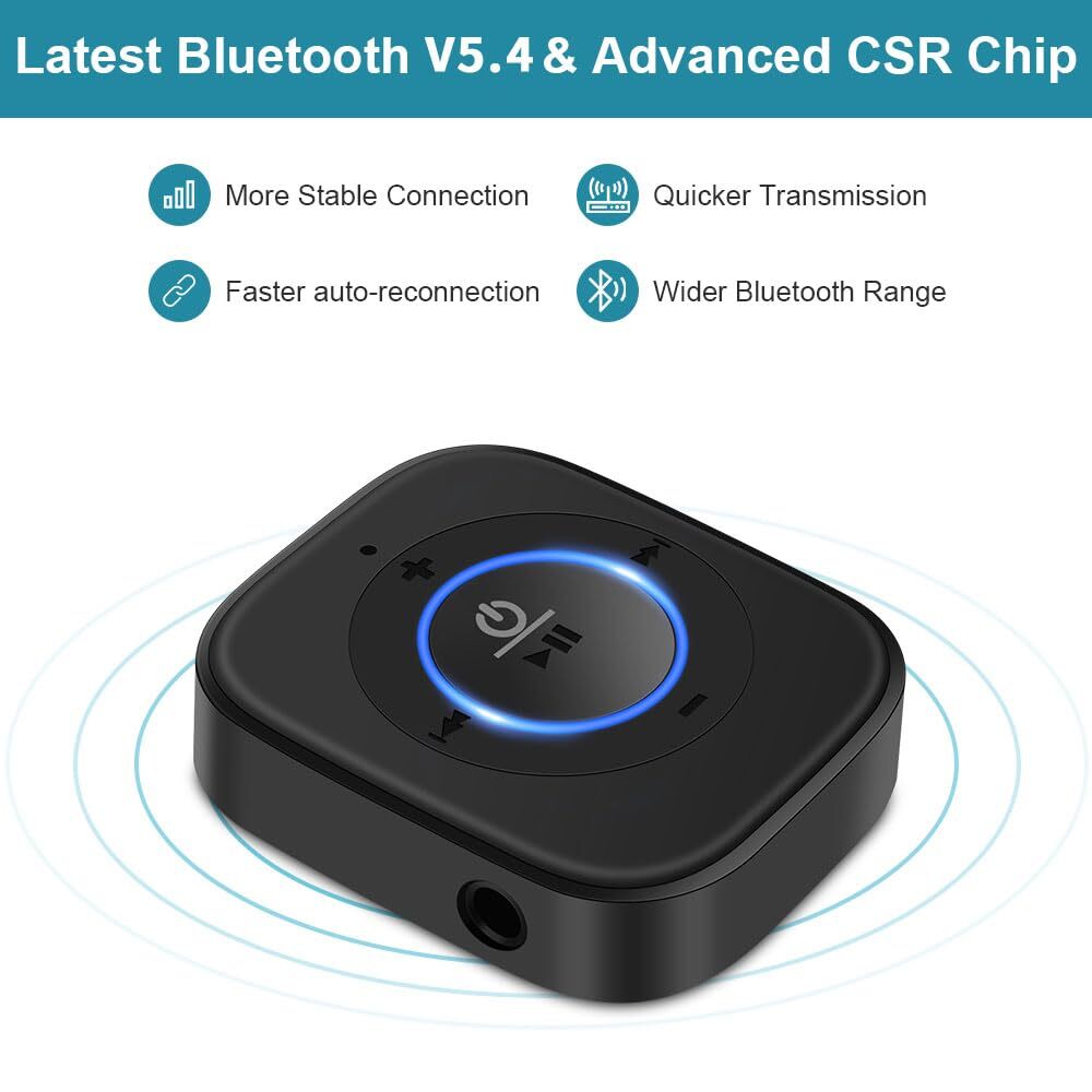 Bluetooth Receiver for Old Speaker with Latest Bluetooth V5.4 20-Hour Battery...