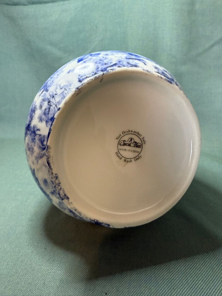 Handmade Pitcher & Basin Blue Transfer Gold Gilt Roses