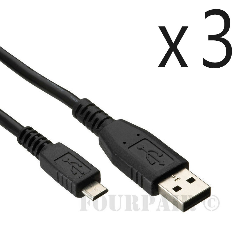 3 Pack Lot - 3FT USB 2.0 A to Micro B Male Data Sync Charger Adapter Cable Cord